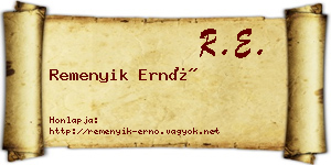 Remenyik Ernő névjegykártya